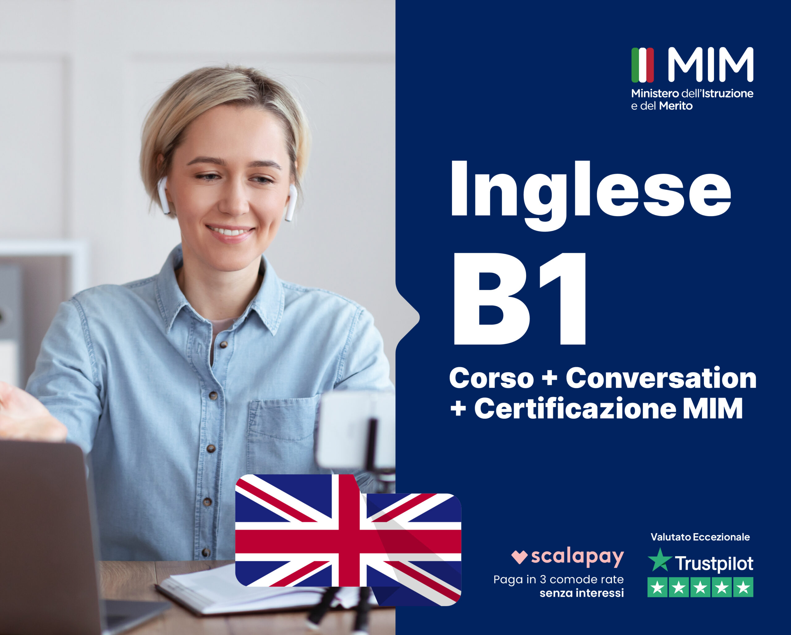 INGLESE LIVELLO B1 Corso + Esame di Certificazione MIM + Conversation