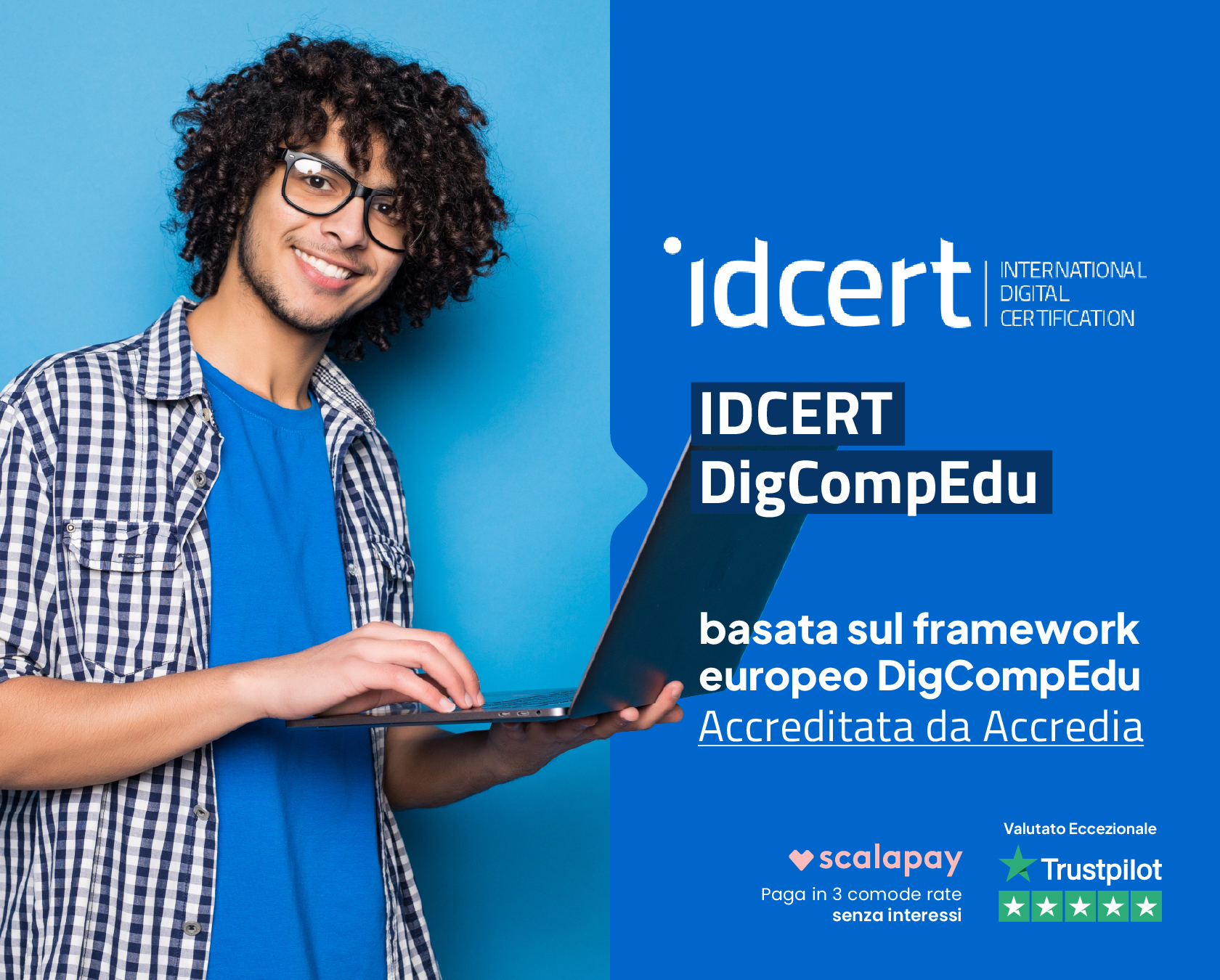 La certificazione IDCERT DigCompEdu è ufficialmente accreditata da Accredia e attesta le competenze digitali degli educatori, basandosi sul framework europeo DigCompEdu.