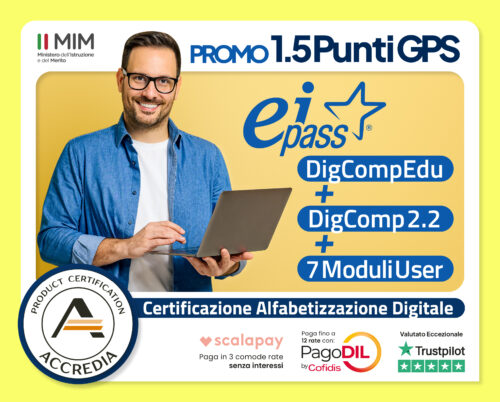 Promo eiPass Accredia GPS2026 DigCompEdu DigComp 2.2 7 Moduli User