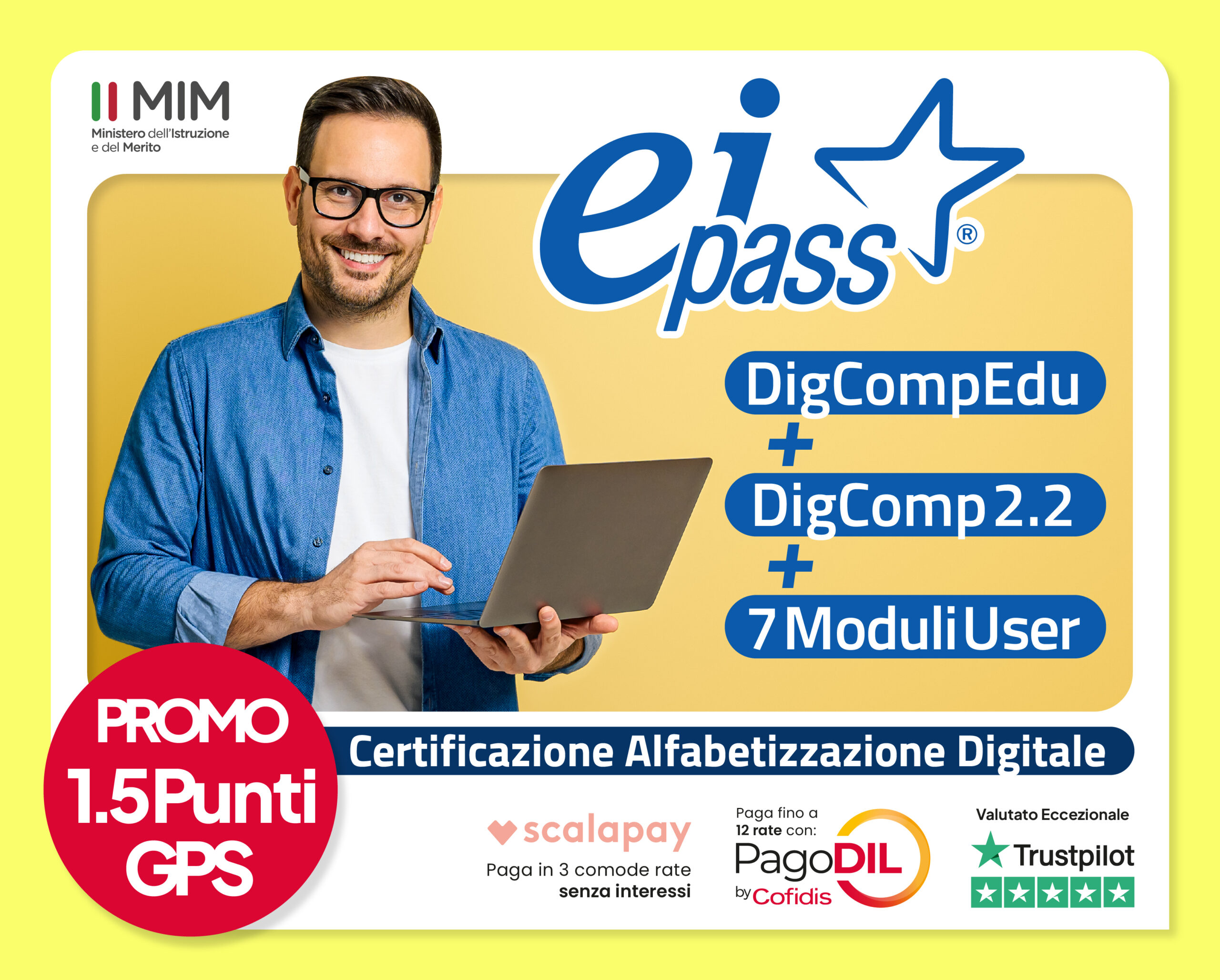 Promo eiPass Accredia GPS2026 DigCompEdu DigComp 2.2 7 Moduli User