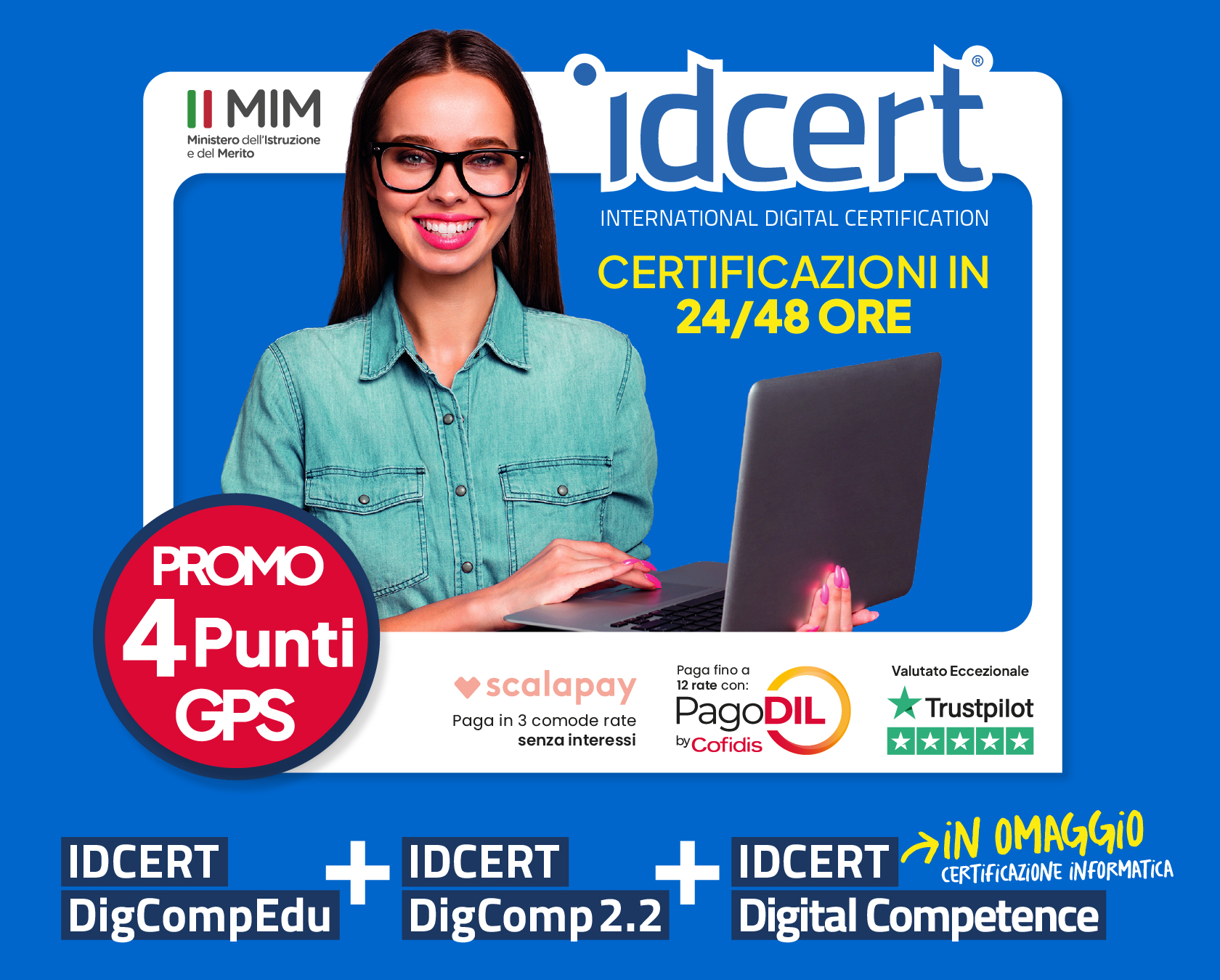 Promo idCert Accredia digcompedu digcomp 2.2 - Certificazione Informatica Digital Competence - 4 Punti