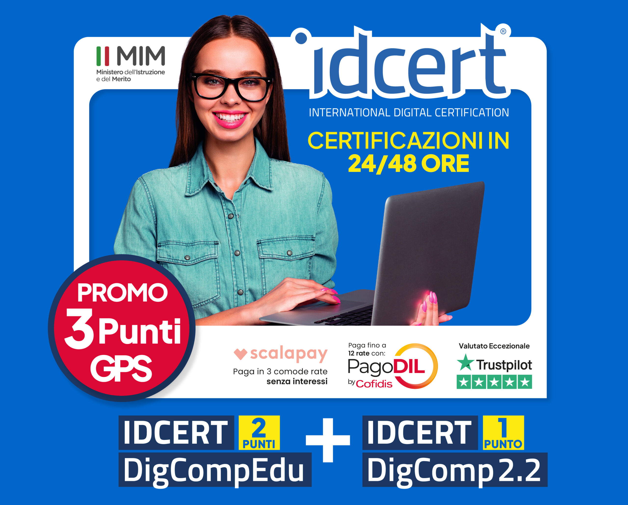 Promo idCert Accredia digcompedu digcomp 2.2 - 3 Punti